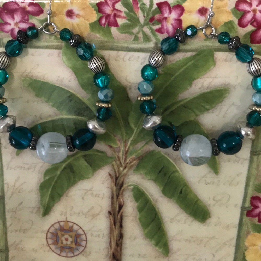 Chico long bead and accent necklace and bead hoop earrings set